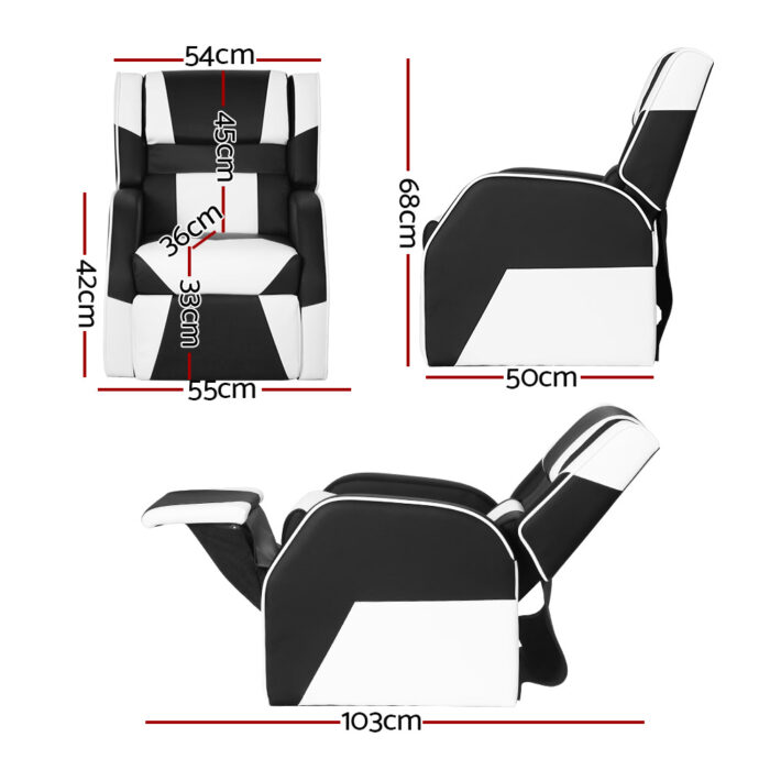 Keezi Kids Recliner Chair PU Leather Gaming Sofa Lounge Couch Children Armchair - Image 2