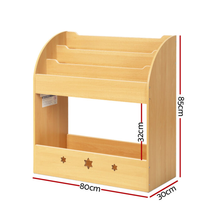 Keezi 3 Tiers Kids Bookshelf Magazine Shelf Organiser Bookcase Display - Image 2