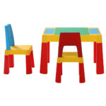 Keezi 3PCS Kids Table and Chairs Set Activity Toys Storage Box Desk Blocks - Image 3