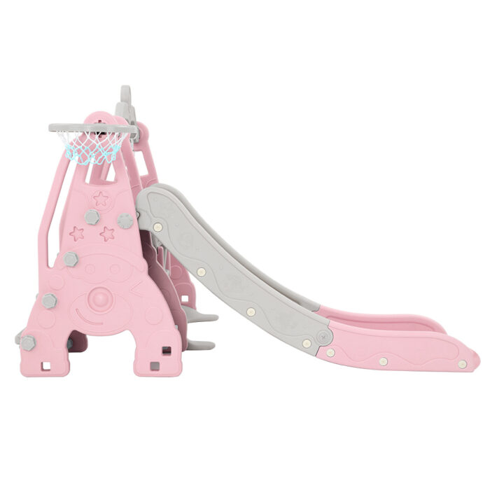 Keezi Kids Slide Swing Set Basketball Hoop Outdoor Playground Toys 170cm Pink - Image 4