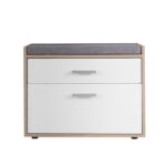 Artiss Shoe Cabinet Bench Shoes Storage Organiser Rack Fabric Seat Wooden Cupboard Up to 8 pairs - Image 3