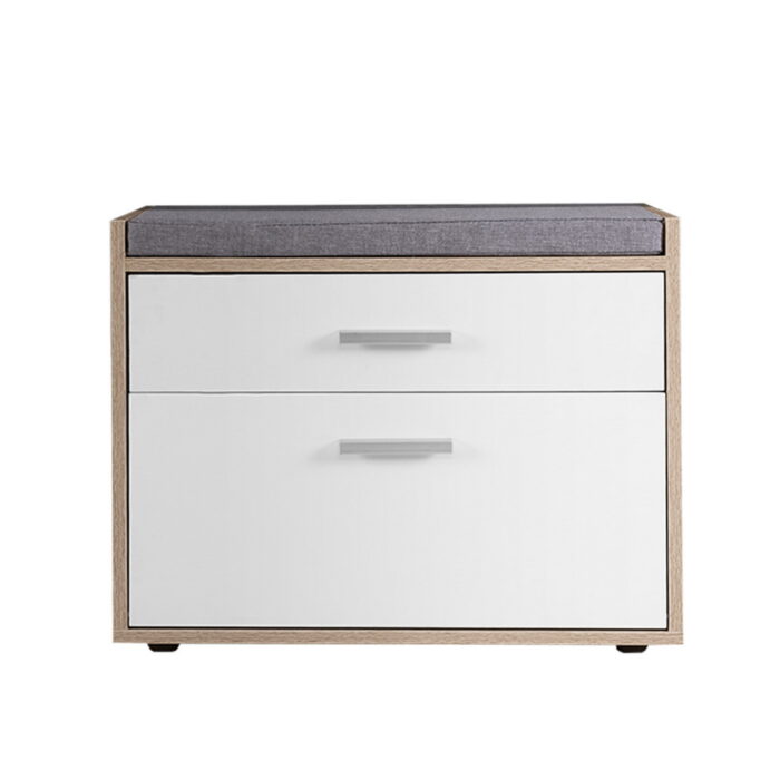 Artiss Shoe Cabinet Bench Shoes Storage Organiser Rack Fabric Seat Wooden Cupboard Up to 8 pairs - Image 3