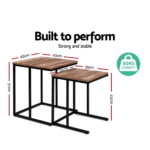Artiss Nesting Coffee Table Sef of 2 Walnut Brok - Image 2