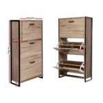 Artiss Shoe Cabinet Shoes Storage Rack Wooden Organiser Up to 24 Pairs Shelf Cupboard Metal Frame - Image 2