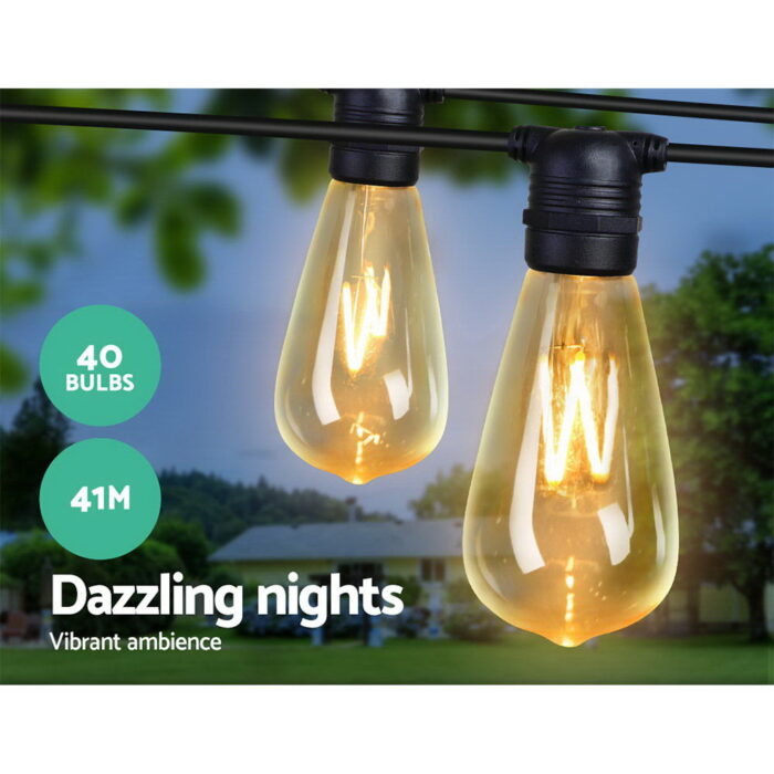 Jingle Jollys 41m LED Festoon String Lights 40 Bulbs Kits Wedding Party Christmas ST64 - Image 3