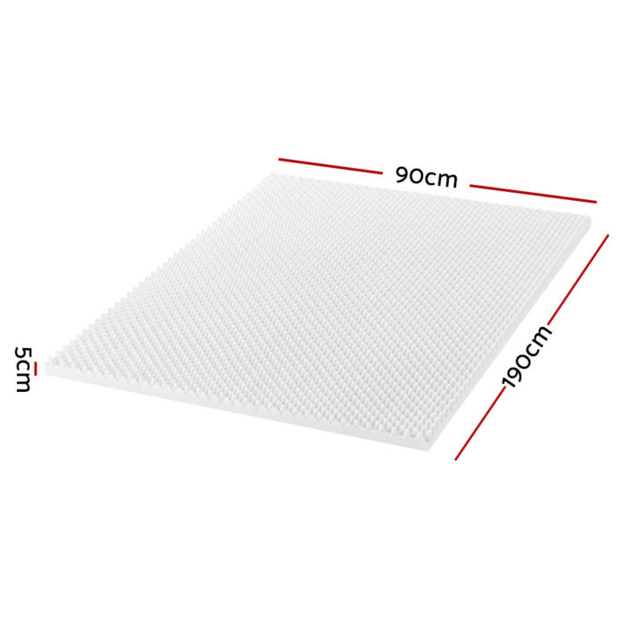 Giselle Bedding Memory Foam Mattress Topper Egg Crate 5cm Single - Image 2