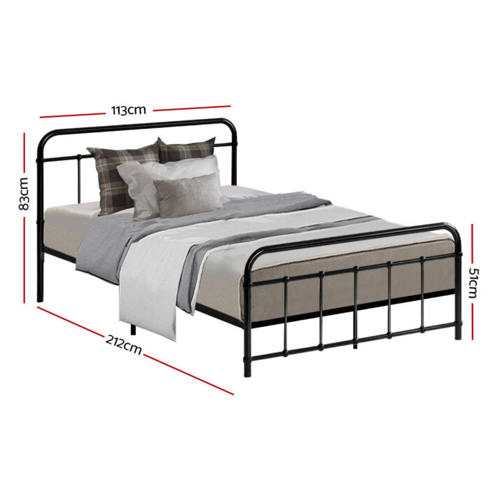Artiss Bed Frame Metal Frames LEO - King Single(Black) - Image 2
