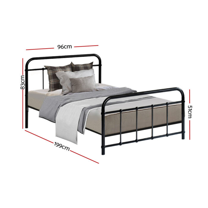 Artiss Bed Frame Metal Frames LEO - Single (Black) - Image 2