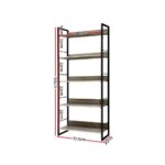Artiss Bookshelf 5 Tiers - NOE Black and Oak - Image 2