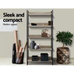 Artiss Bookshelf 5 Tiers - NOE Black and Oak - Image 4