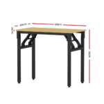 Artiss Computer Desk Laptop Table Bookshelf Desk Storage Rack Office Study Oak - Image 2