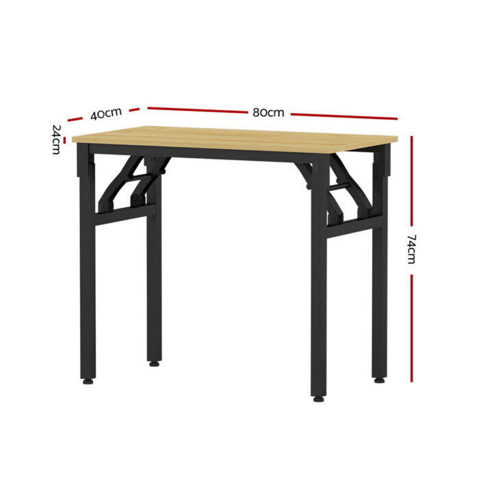Artiss Computer Desk Laptop Table Bookshelf Desk Storage Rack Office Study Oak - Image 2
