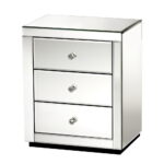 Artiss Bedside Table 3 Drawers Mirrored X2 - PRESIA Silver