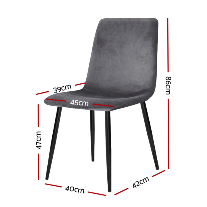 Artiss Dining Chairs Grey Velvet Set of 4 Lindsay - Image 2