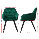 Artiss Set of 2 Calivia Dining Chairs Kitchen Chairs Upholstered Velvet Green - Image 2