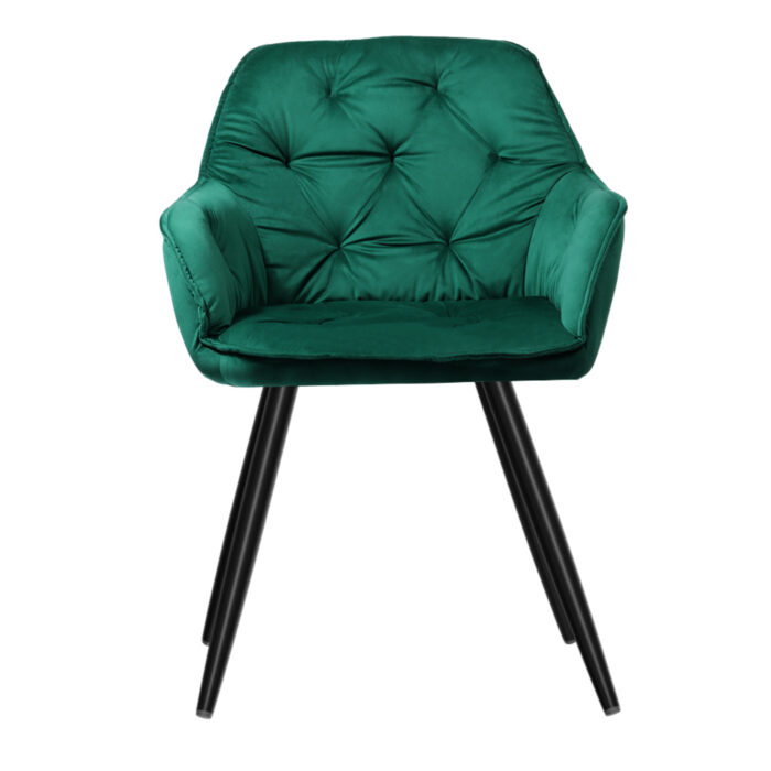 Artiss Set of 2 Calivia Dining Chairs Kitchen Chairs Upholstered Velvet Green - Image 3