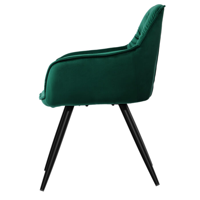 Artiss Set of 2 Calivia Dining Chairs Kitchen Chairs Upholstered Velvet Green - Image 4