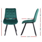 Artiss Set of 2 Reith Dining Chairs Kitchen Cafe Chairs Velvet Upholstered Green - Image 2