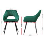Artiss Set of 2 Caitlee Dining Chairs Kitchen Chairs Velvet Upholstered Green - Image 2