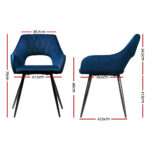 Artiss Dining Chairs Set of 2 Blue Velvet Caitlee - Image 2