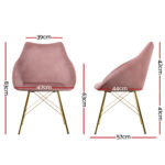 Artiss Set of 2 Valisa Dining Chairs Kitchen Chairs Upholstered Velvet Pink - Image 2