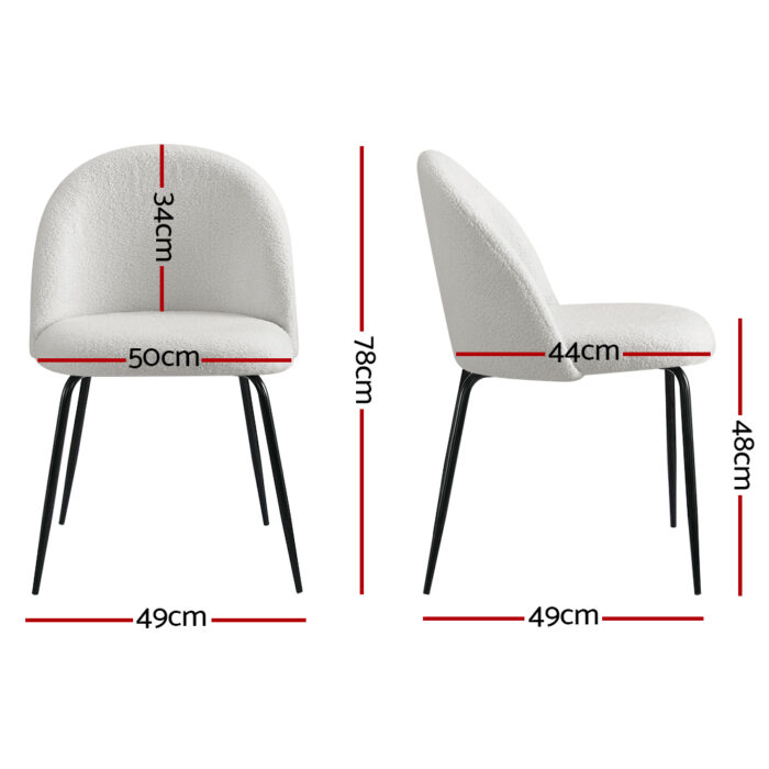 Artiss Dining Chairs Accent Chairs Armchair Kitchen Sherpa Boucle Chair White - Image 2