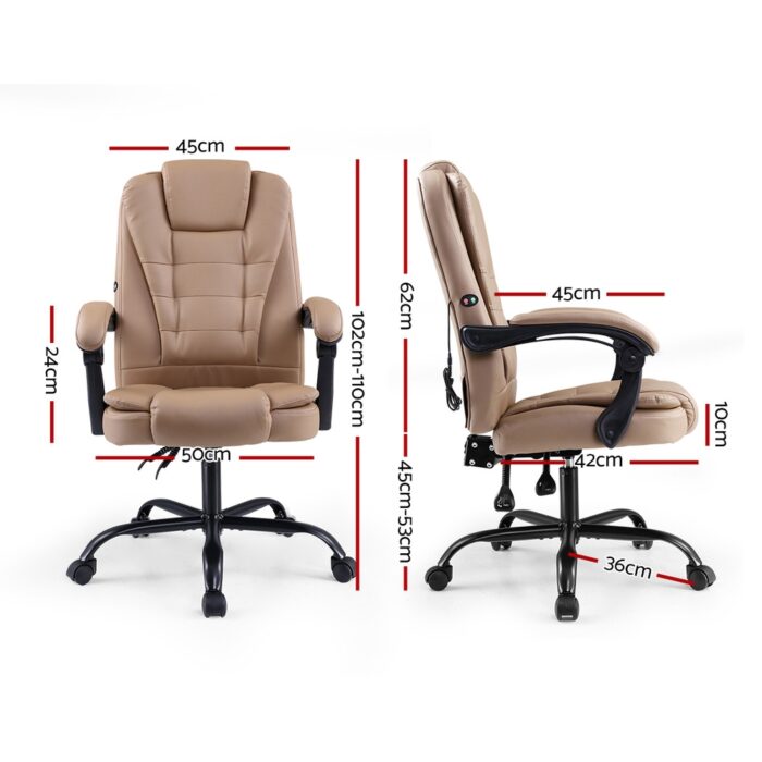 Artiss 2 Point Massage Office Chair PU Leather Espresso - Image 2