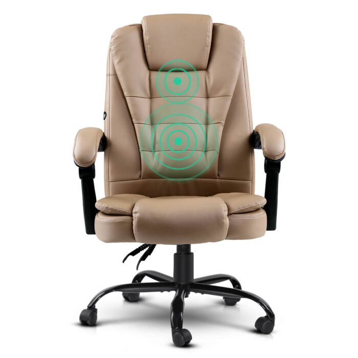 Artiss 2 Point Massage Office Chair PU Leather Espresso - Image 3
