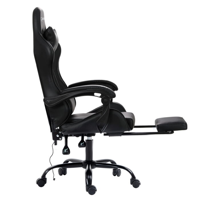 Artiss 2 Point Massage Gaming Office Chair Footrest Black - Image 4