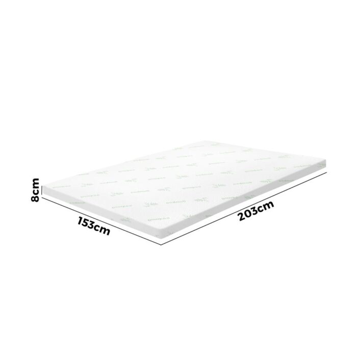 Bedra Memory Foam Mattress Topper Bed Cool Gel Bamboo Cover Underlay Queen 8CM - Image 6