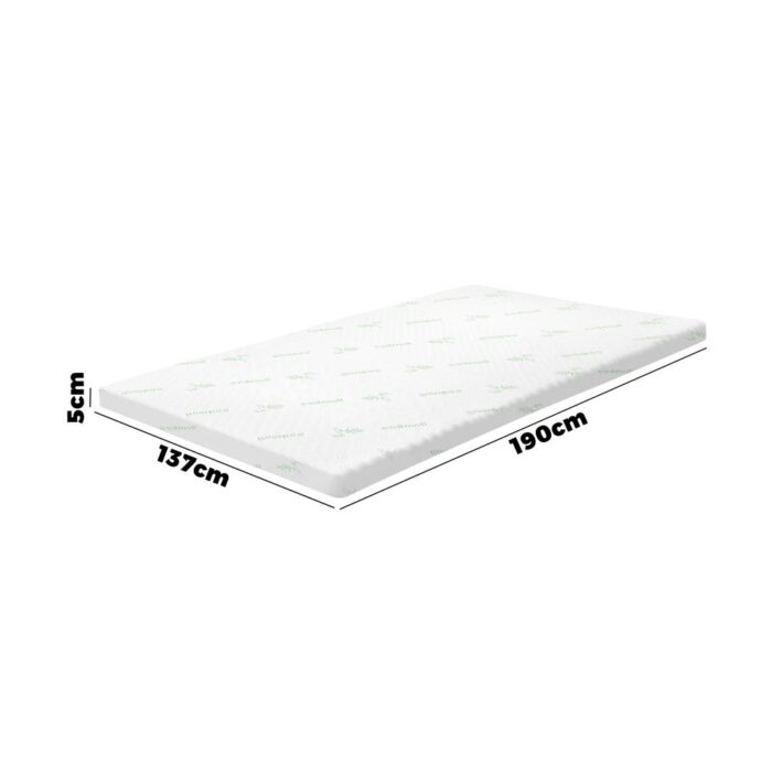 Bedra Memory Foam Mattress Topper Cool Gel Bed Bamboo Cover 7-Zone 5CM Double - Image 5
