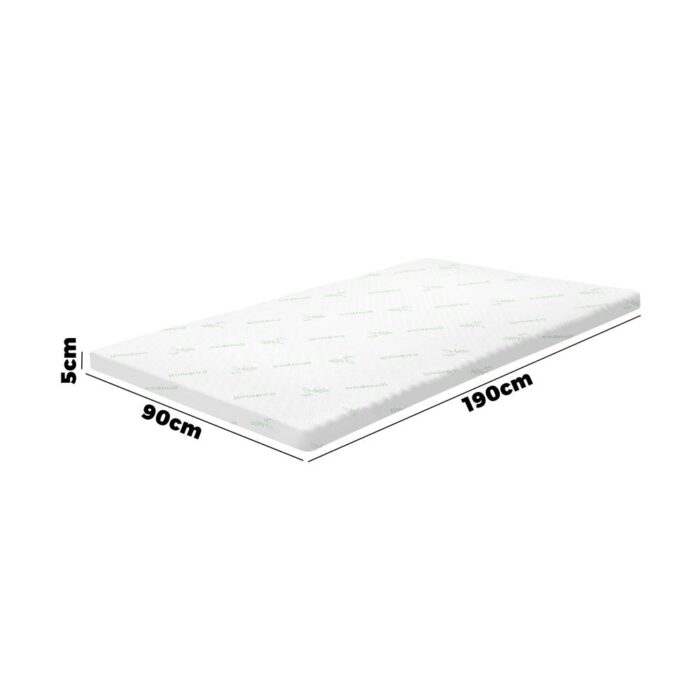 Bedra Memory Foam Mattress Topper Cool Gel Bed Bamboo Cover 7-Zone 5CM Single - Image 7