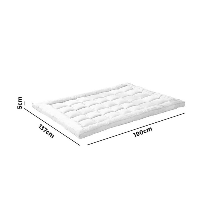 Bedra Pillowtop Mattress Topper Bamboo Fibre Protector Mat Cover 1000GSM Double - Image 4