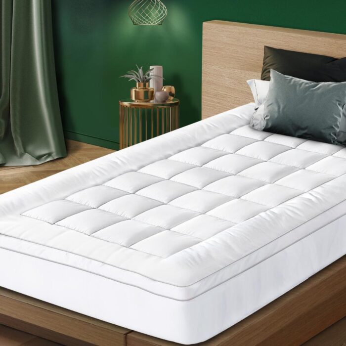 Bedra Pillowtop Mattress Topper Bamboo Fibre Protector Mat Cover 1000GSM Single - Image 6