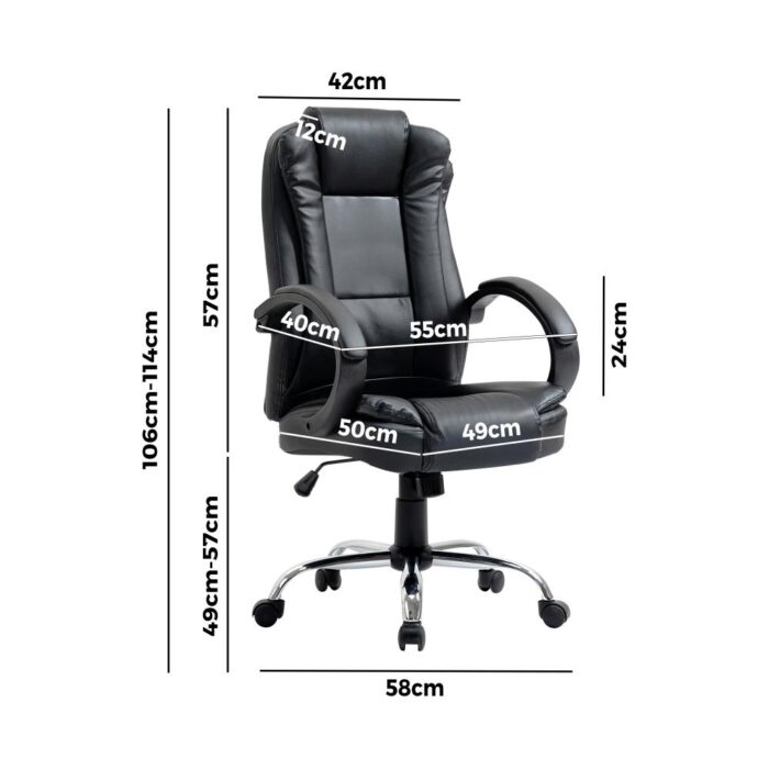 Oikiture Office Chair Executive Gaming Computer Chairs Seating Racing Seat PU - Image 5