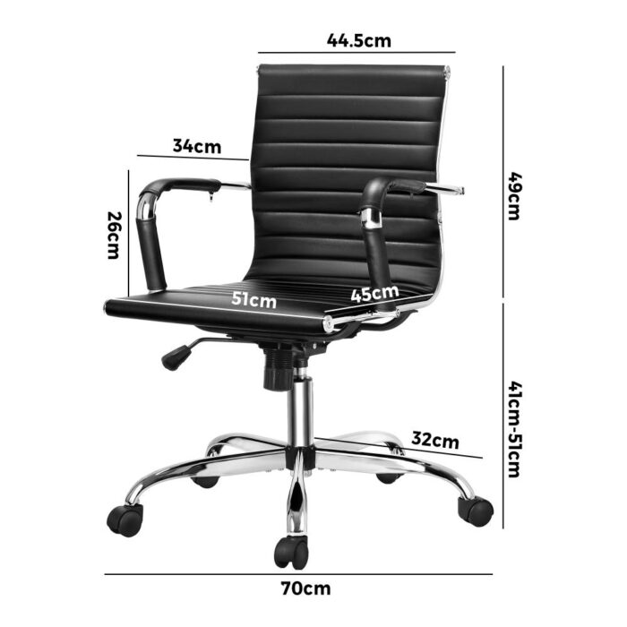 Oikiture Home Office Chair Executive Computer Recliner Seat Swivel Desk Chairs Premium PU Leather Mid Back Support with Arched backrest, Black - Image 3