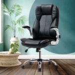 Oikiture Office Chair Executive Computer Chairs Tilt Seat PU Leather Seating - Image 6