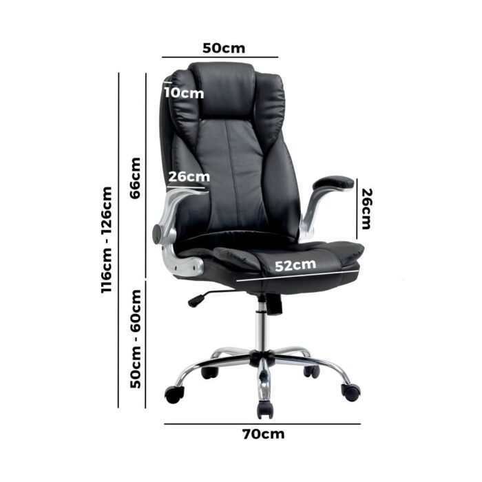 Oikiture Office Chair Executive Computer Chairs Tilt Seat PU Leather Seating - Image 5