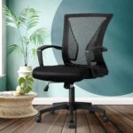 Oikiture Office Chair Mesh Chairs Adjustable Black - Image 4