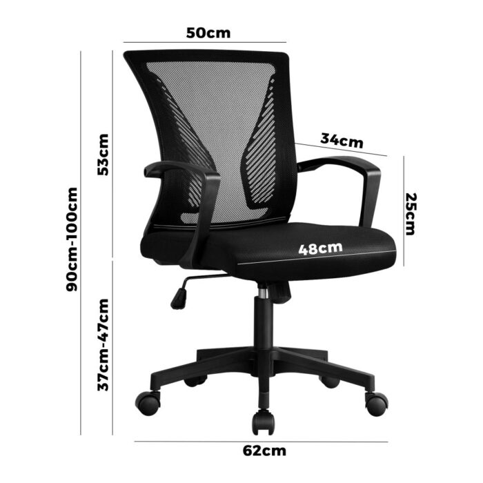 Oikiture Office Chair Mesh Chairs Adjustable Black - Image 3