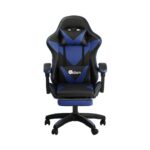 Oikiture Gaming Chair with Massage and 135° Recline, Executive Office Chair PU Leather Racing Chair with Footrest, Height Adjustable SGS Listed Gas-Lift, 160kg Capacity (Black&Blue) - Image 2