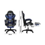 Oikiture Gaming Chair with Massage and 135° Recline, Executive Office Chair PU Leather Racing Chair with Footrest, Height Adjustable SGS Listed Gas-Lift, 160kg Capacity (Black&Blue) - Image 7
