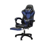 Oikiture Gaming Chair with Massage and 135° Recline, Executive Office Chair PU Leather Racing Chair with Footrest, Height Adjustable SGS Listed Gas-Lift, 160kg Capacity (Black&Blue) - Image 3