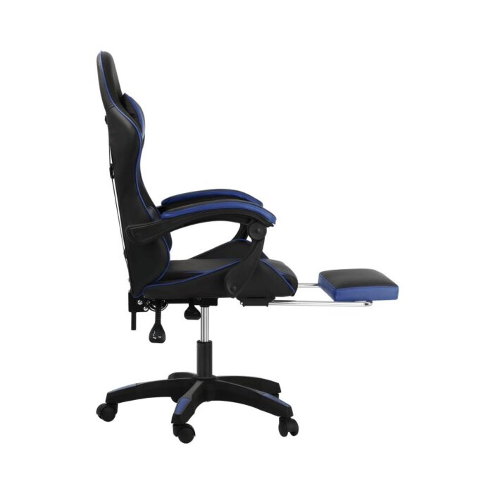 Oikiture Gaming Chair with Massage and 135° Recline, Executive Office Chair PU Leather Racing Chair with Footrest, Height Adjustable SGS Listed Gas-Lift, 160kg Capacity (Black&Blue) - Image 4