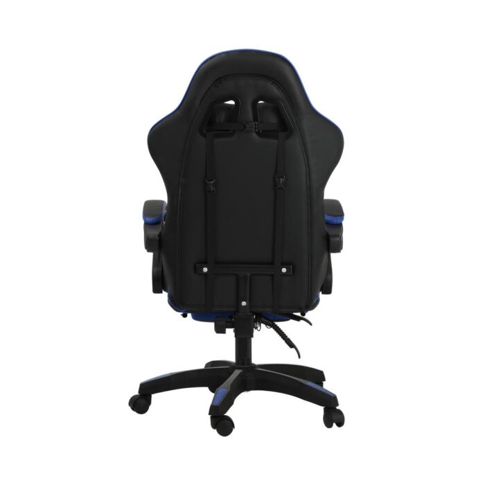 Oikiture Gaming Chair with Massage and 135° Recline, Executive Office Chair PU Leather Racing Chair with Footrest, Height Adjustable SGS Listed Gas-Lift, 160kg Capacity (Black&Blue) - Image 6