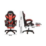 Oikiture Gaming Chair with Massage and 135° Recline, Executive Office Chair PU Leather Racing Chair with Footrest, Height Adjustable SGS Listed Gas-Lift, 160kg Capacity (Black&Red) - Image 6