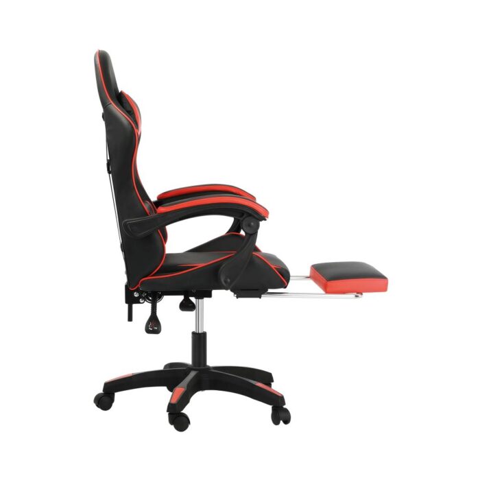 Oikiture Gaming Chair with Massage and 135° Recline, Executive Office Chair PU Leather Racing Chair with Footrest, Height Adjustable SGS Listed Gas-Lift, 160kg Capacity (Black&Red) - Image 3