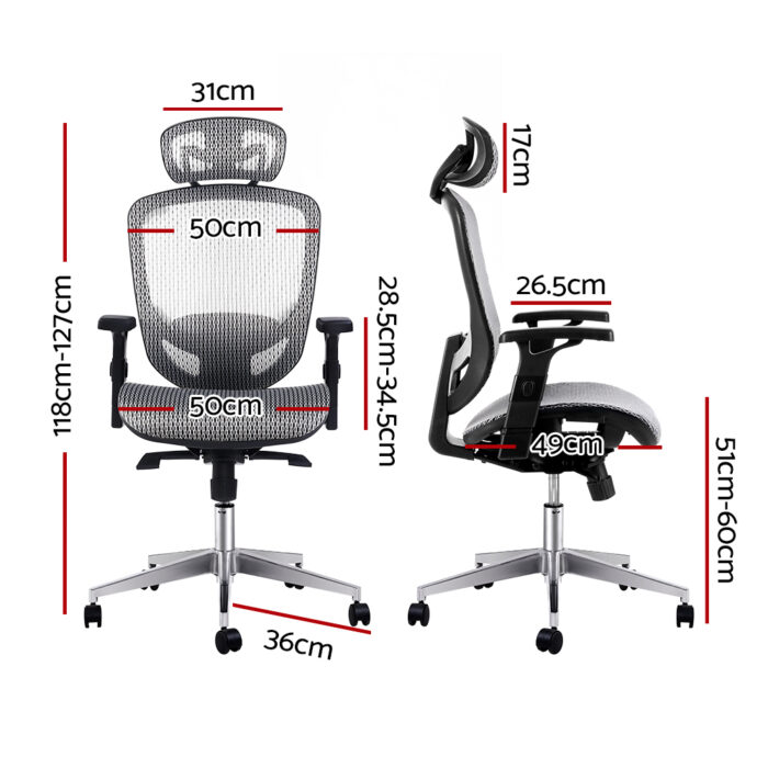 Artiss Office Chair Gaming Chair Computer Chairs Mesh Net Seating Grey - Image 2