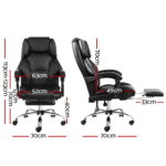 Artiss Executive Office Chair Leather Footrest Black - Image 2