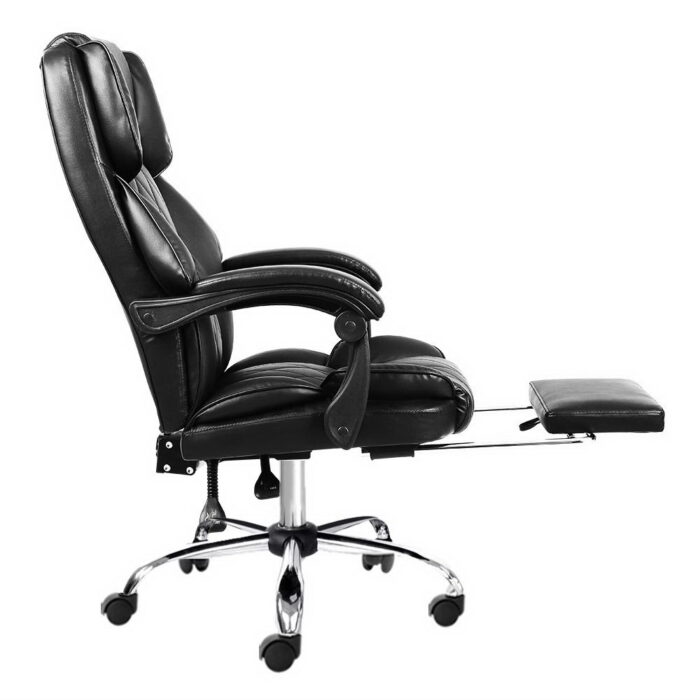 Artiss Executive Office Chair Leather Footrest Black - Image 4